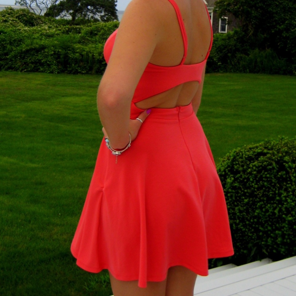 Coral, peek-a-boo back dress-size medium